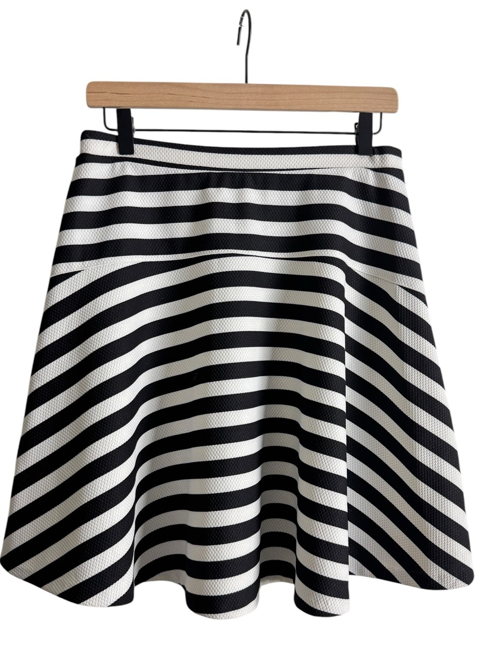 Philosophy Black & White Striped Textured Flare Skater Skirt Size M